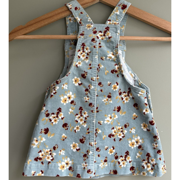 TAHARI Baby Girl Size 12M Blue Floral Corduroy Overall Jumper Dress Layering - Picture 5 of 11